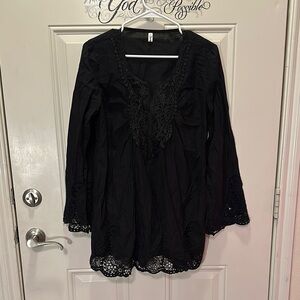 New Light women’s black eyelet lace‎ 3XL top / box 32-20